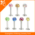 surgical stainless steel epoxy crystal lip body piercing jewelry